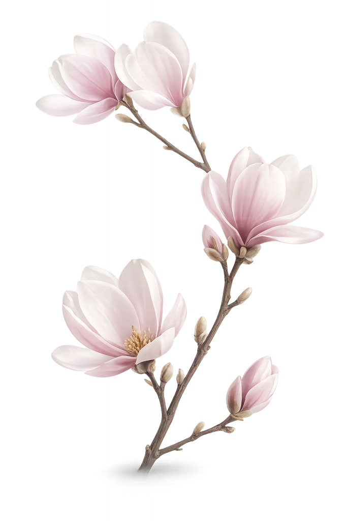 Magnolienblüten mit Knospen